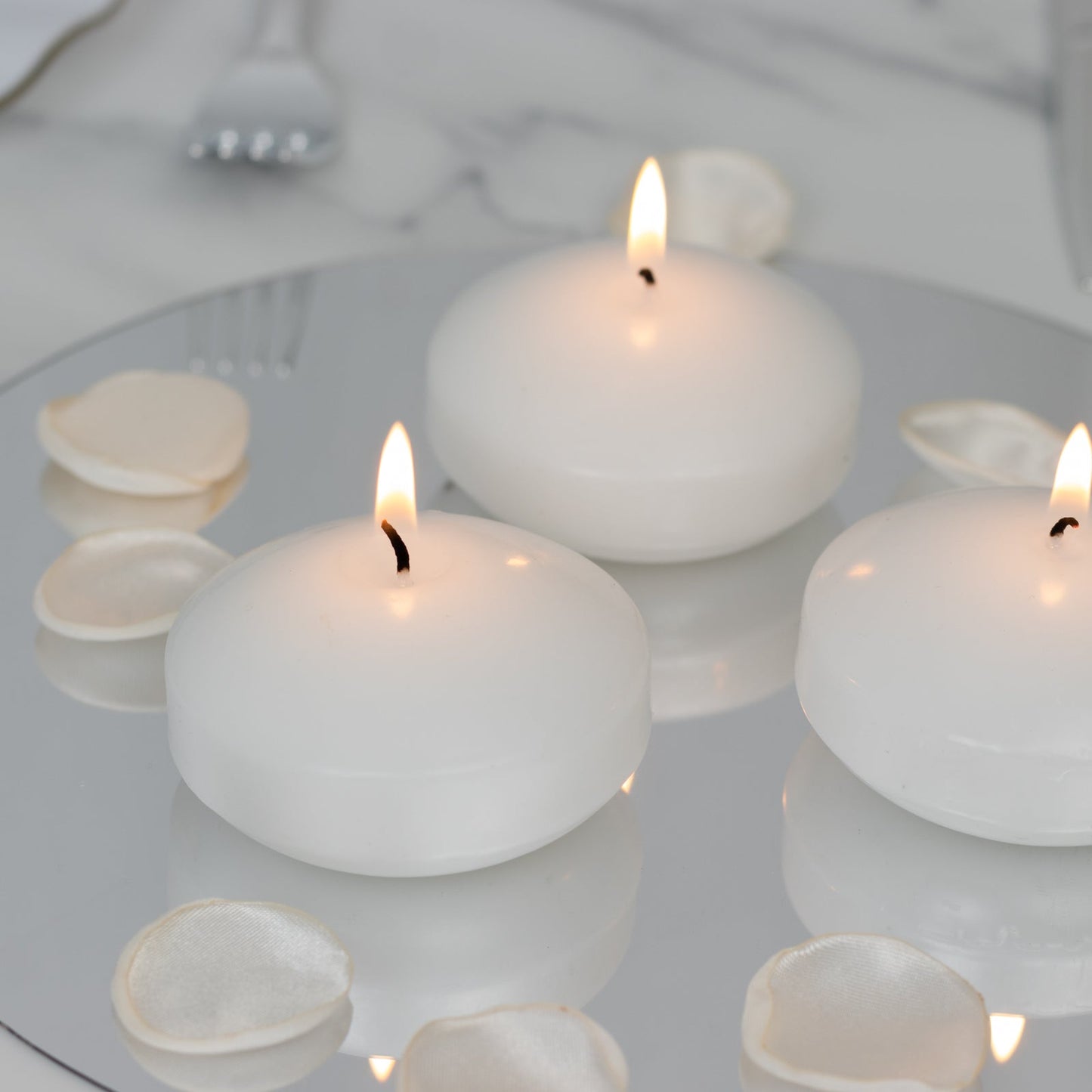 12 Pack 3" White Floating Candles, Unscented Dripless Wax Discs for Centerpieces