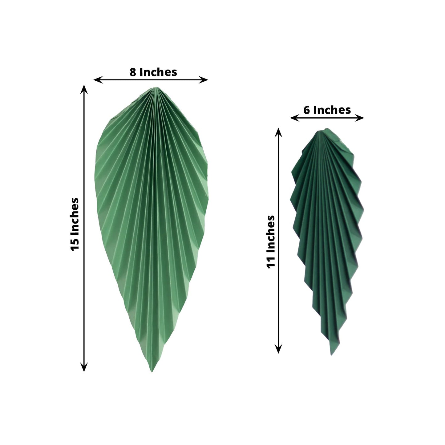 Set of 6 Mixed Green Leaves Hanging Paper Fans Backdrop Decor, Pre-Strung Foldable Tropical Palm Leaves Jungle Theme Party Supplies - 11",15"