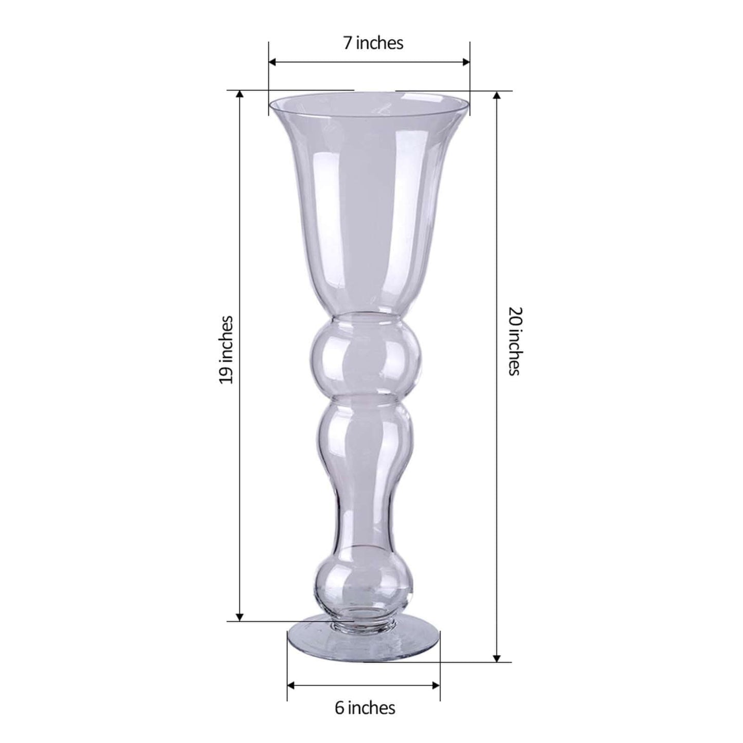 4-Pack Glass Trumpet Vases Pilsner Curved Design Clear - Stylish Flower Centerpieces for Events 20"
