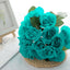 12" Turquoise Artificial Velvet-Like Fabric Rose Flower Bouquet Bush