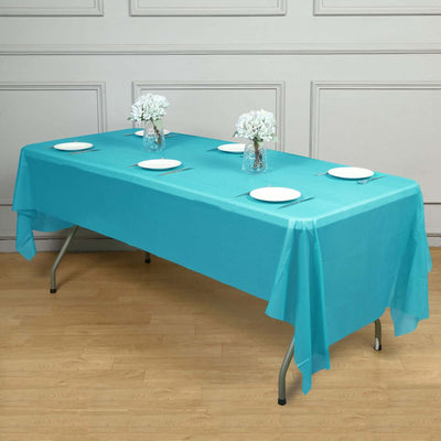 5-Pack Plastic Table Covers Turquoise Rectangle - Reliable PVC Disposable Covers for Gatherings 54"x108"