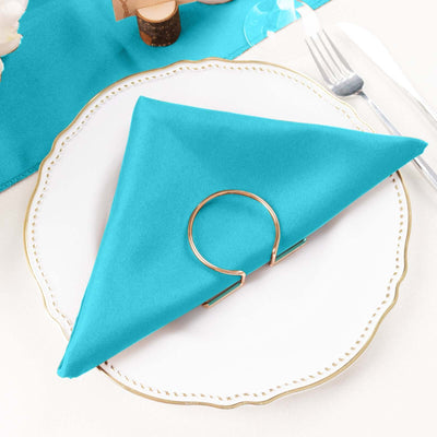 5 Pack Polyester 20"x20" Napkins Turquoise - Wrinkle Resistant & Easy Care Cloth Napkins