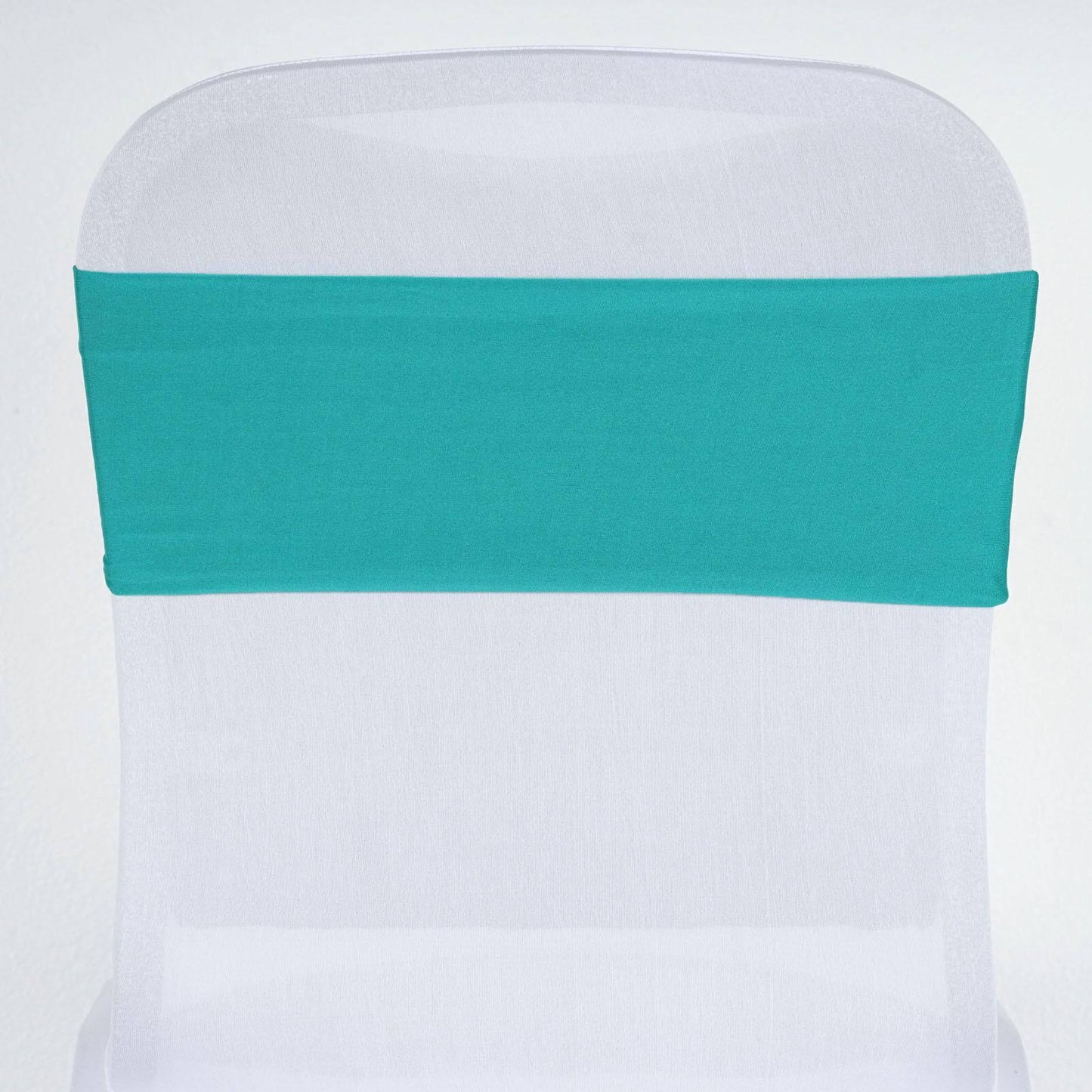 5 Pack Stretch Spandex Chair Sashes Turquoise - Fitted Finish Two Ply Heavy Duty Chair Bands 5"x12"