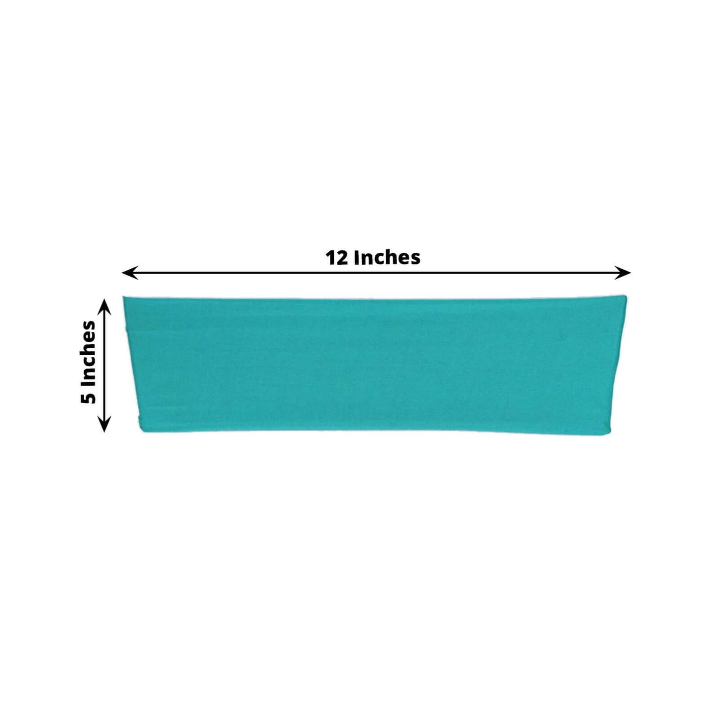 5 Pack Stretch Spandex Chair Sashes Turquoise - Fitted Finish Two Ply Heavy Duty Chair Bands 5"x12"