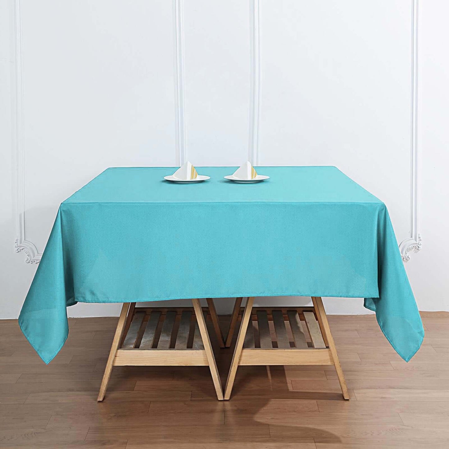Polyester 70"x70" Table Overlay Square Tablecloth Turquoise - Wrinkle-Resistant & Durable Table Cover