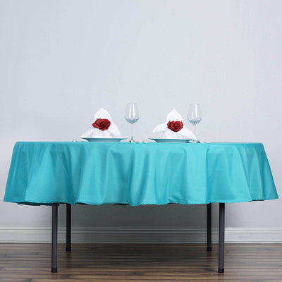 Polyester 90" Round Tablecloth Turquoise - Stain & Wrinkle-Resistant Table Cover