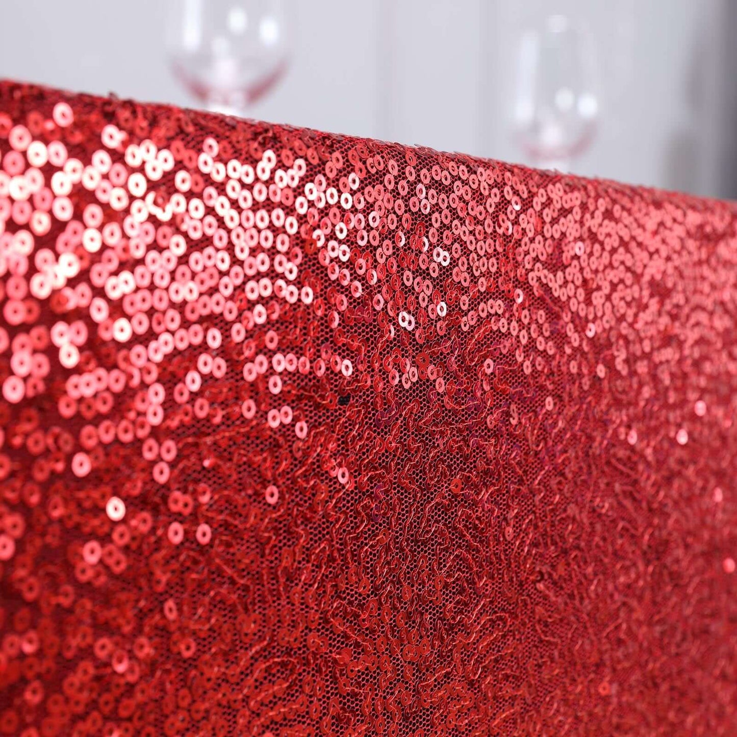 Sequin 90"x156" Rectangle Tablecloth Red - Seamless Twinkling Table Cover