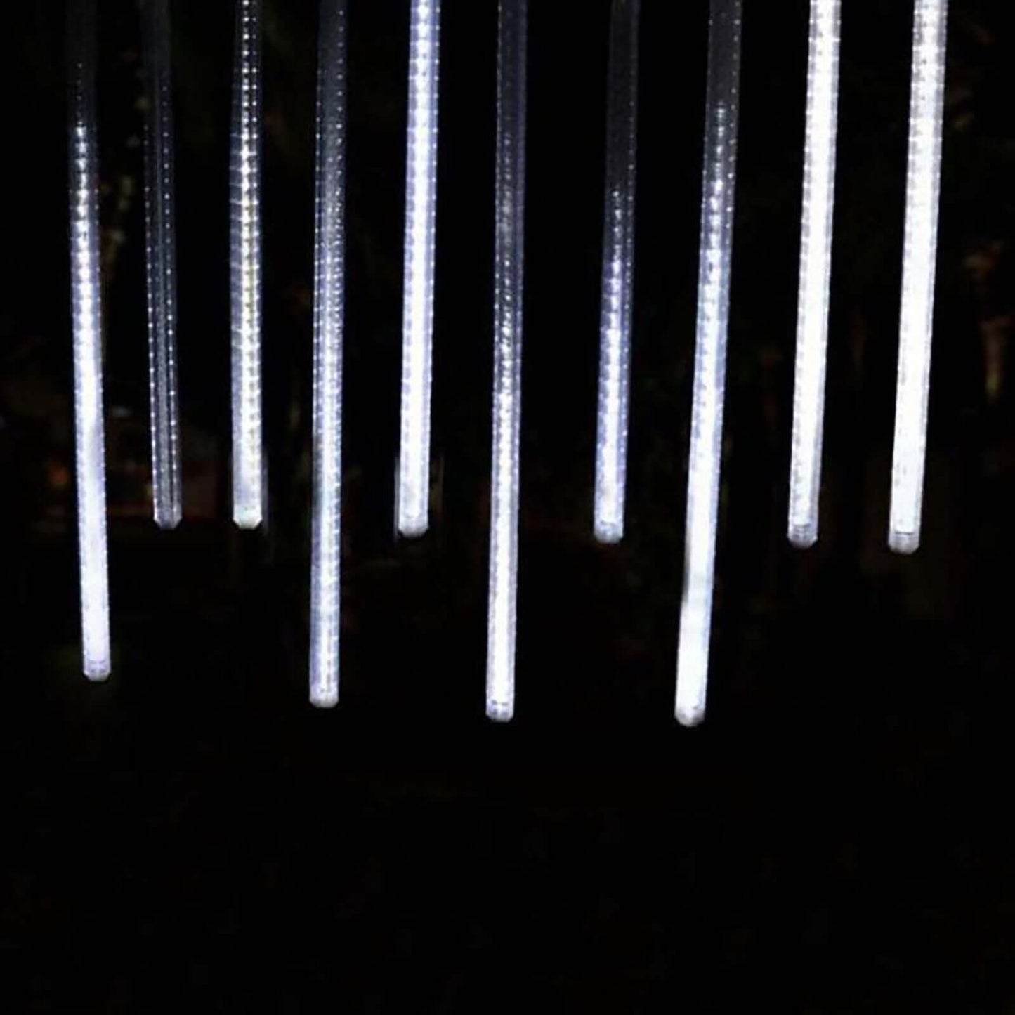 8 Tubes LED Hanging String Lights Icicle Design Clear - Waterproof Snowfall Effect 12"
