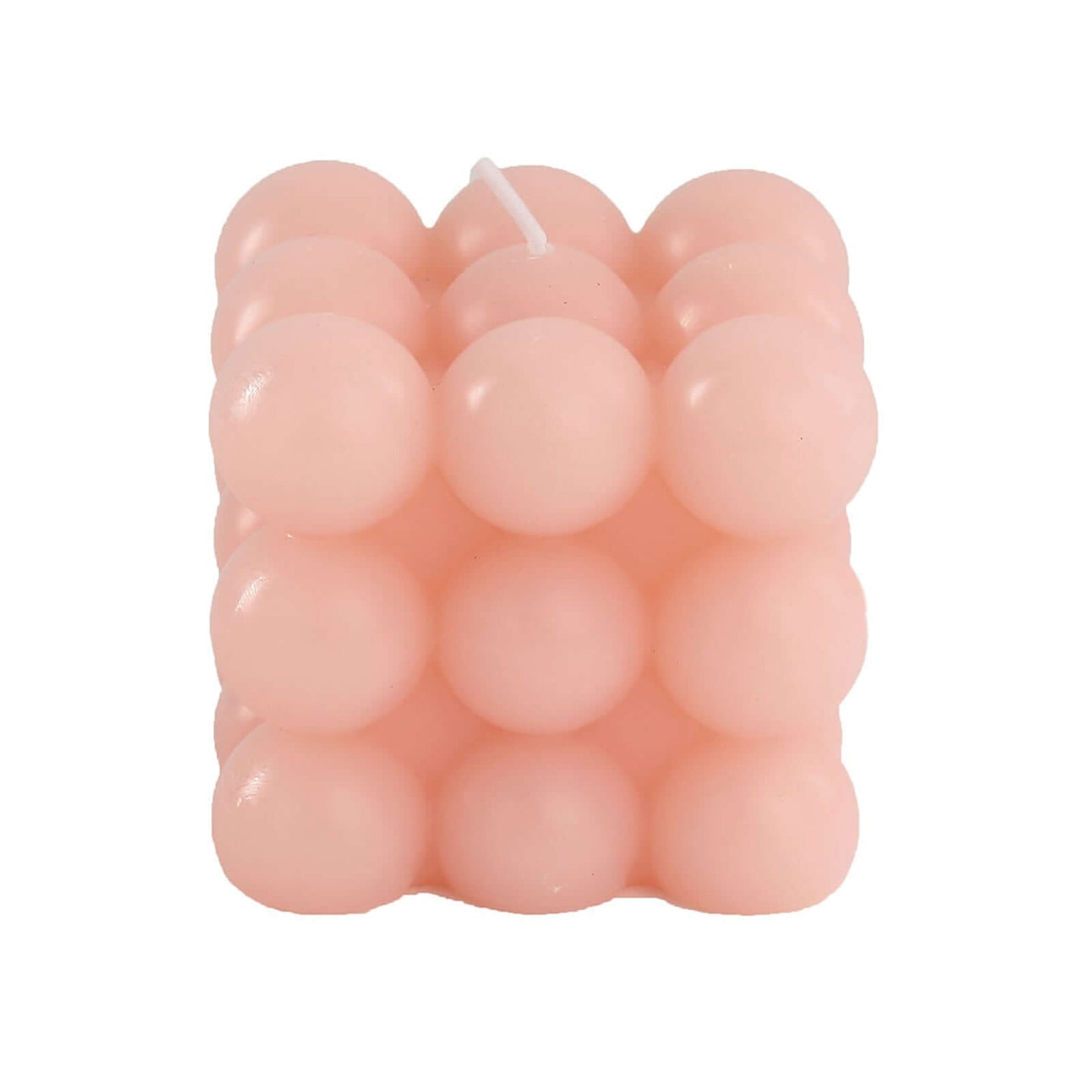 2-Pack Decorative Paraffin Wax Candles Bubble Cube Design Blush - Unscented Long Burning Pillar Candle Set 2"