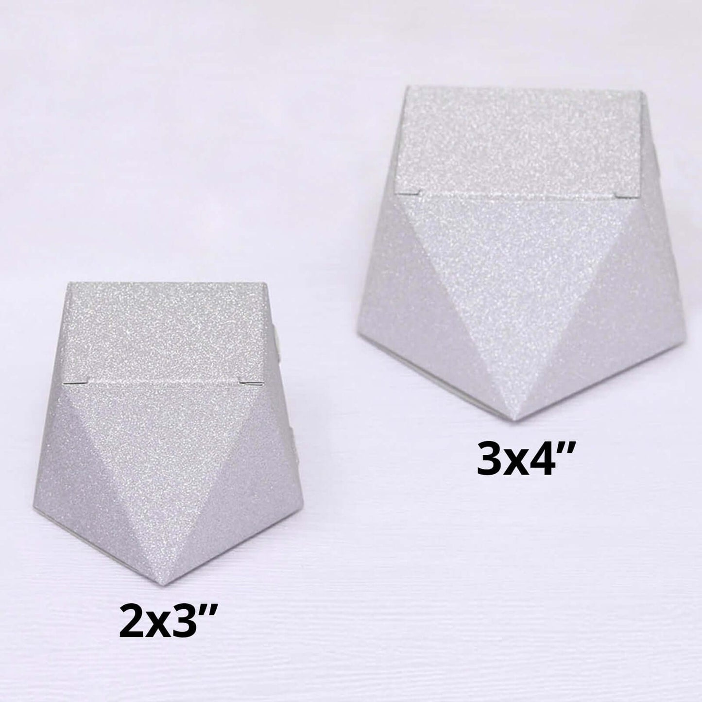 25 Pack 2"x3" Geometric Silver Glitter Wedding Favor Candy Gift Box