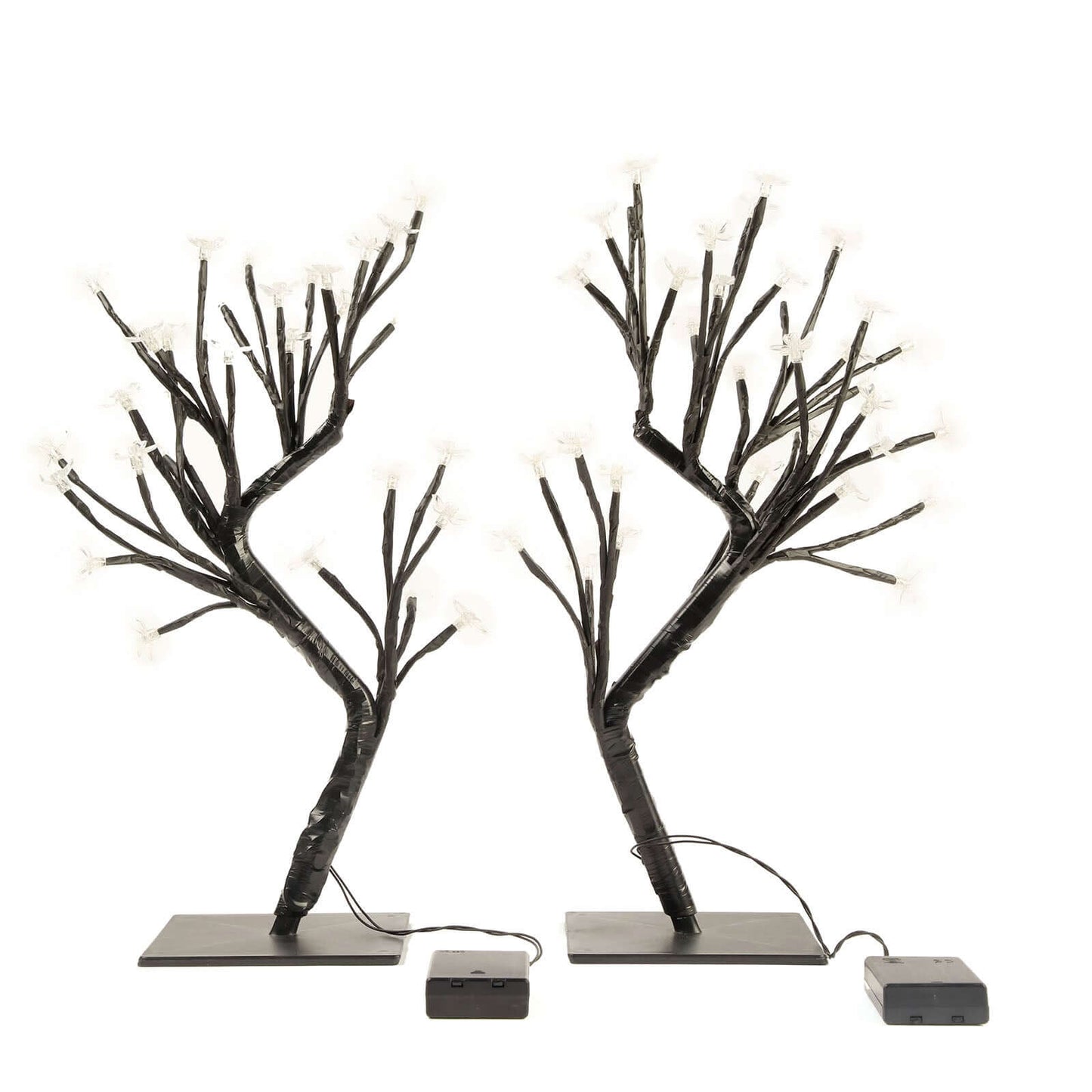 2-Pack Artificial Tree Centerpieces Cherry Blossom Design Black with 36 Warm White LEDs - Battery Operated Table DÃ©cor