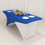 Stretch Spandex 72"x30" Rectangle Table Cover Royal Blue/White Cross Over Design - Two-Piece Fitted Tablecloth with Elastic Foot Pockets