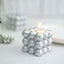 2-Pack Decorative Paraffin Wax Candles Bubble Cube Design Metallic Silver - Unscented Long Burning Pillar Candle Set 2"