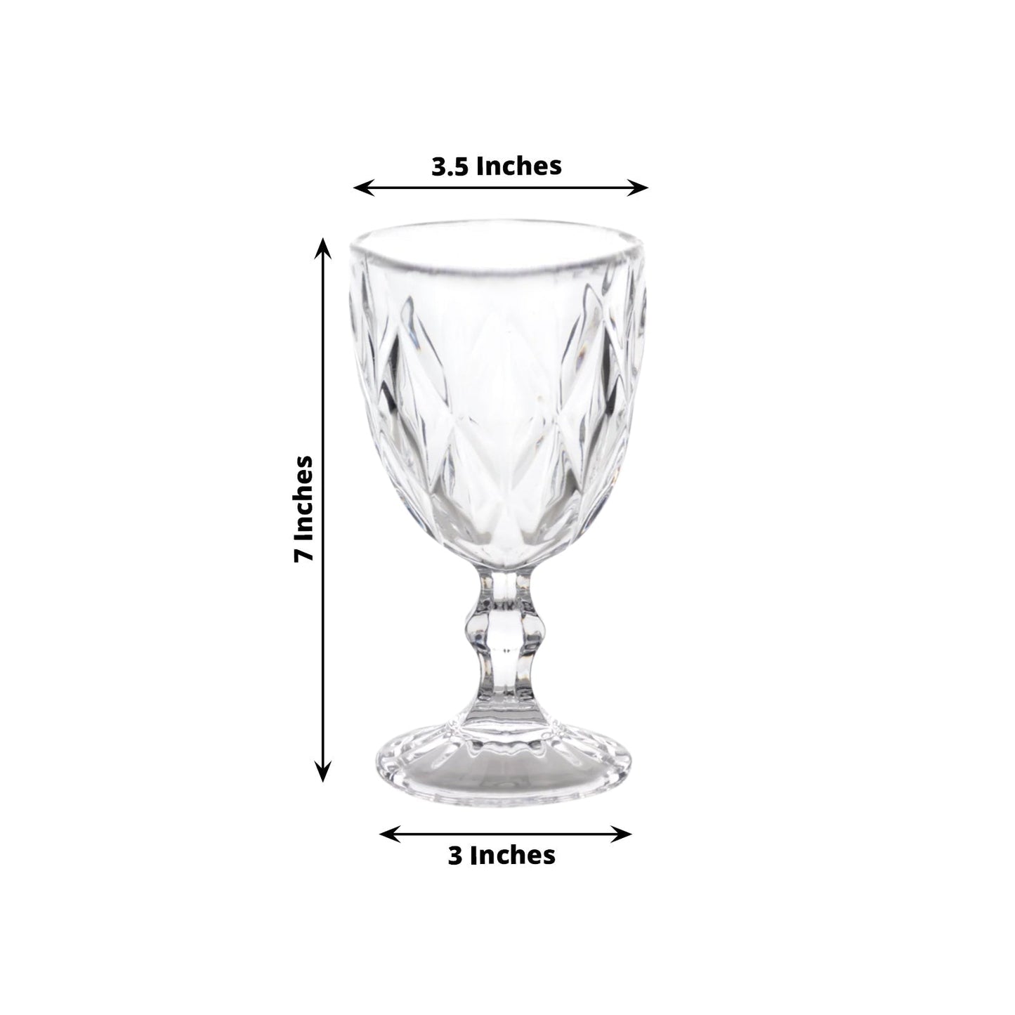 6-Pack Wine Glasses Clear Embossed Crystal Cut Design Stemmed - Goblets for Parties & Events 12oz 7"
