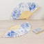 5-Pack Paper Folding Fans Party Favors in White & Blue French Toile Pattern, Handheld Fans with Bamboo Frame