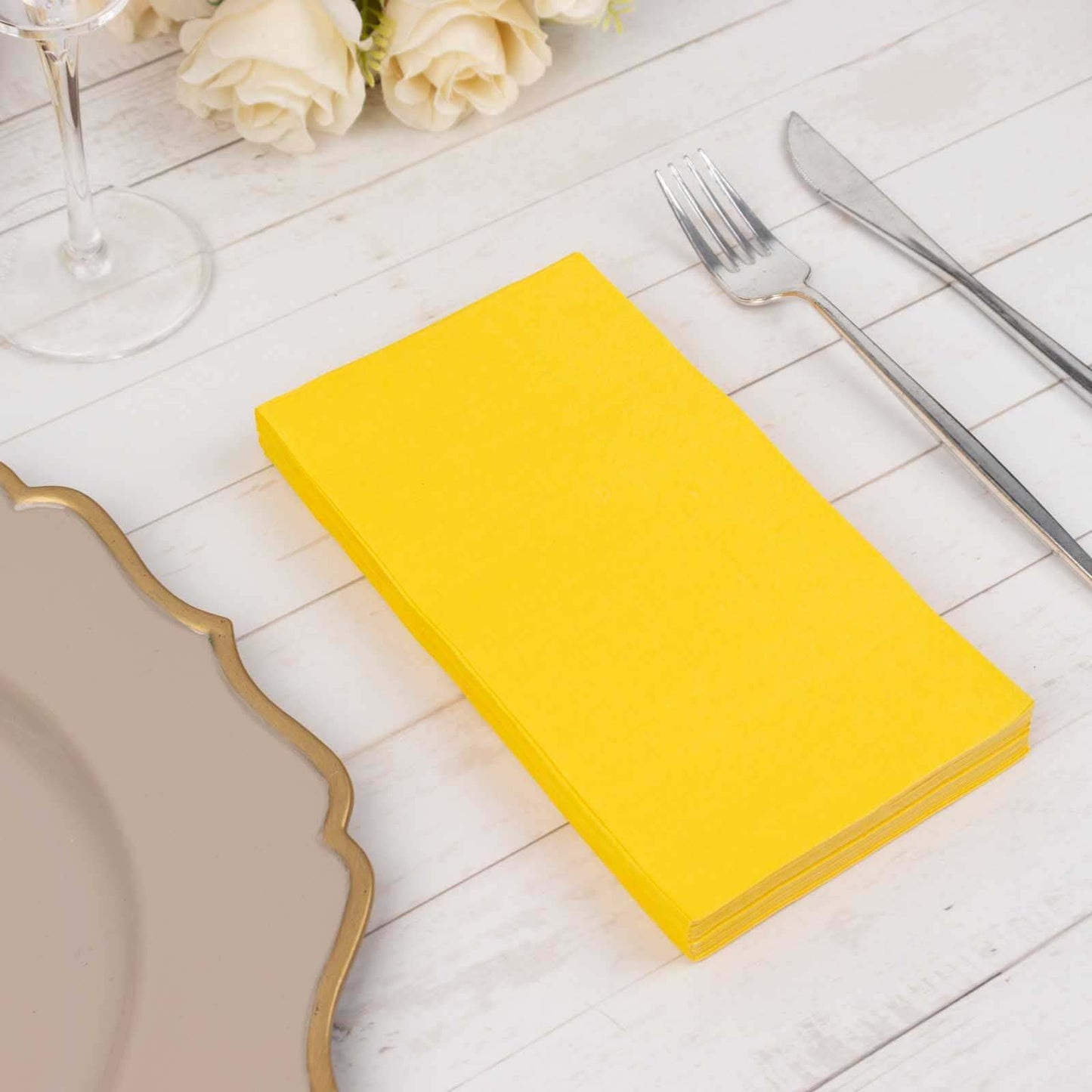 50-Pack Paper Napkins Yellow - Soft Disposable 2-Ply Dinner Napkins for Weddings