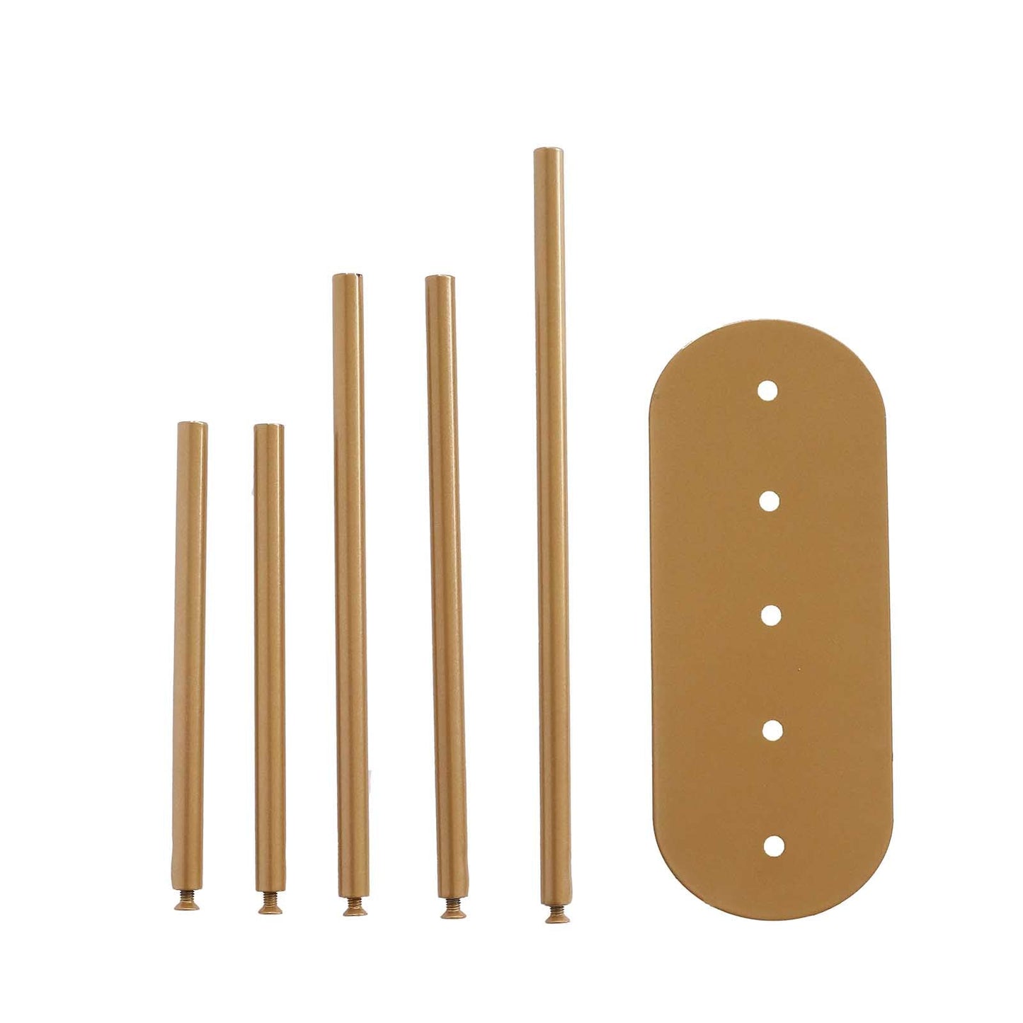 Bud Vase Gold Metal Minimalist Design with 5-Tubes - Single Stem Flower Centerpiece 10"