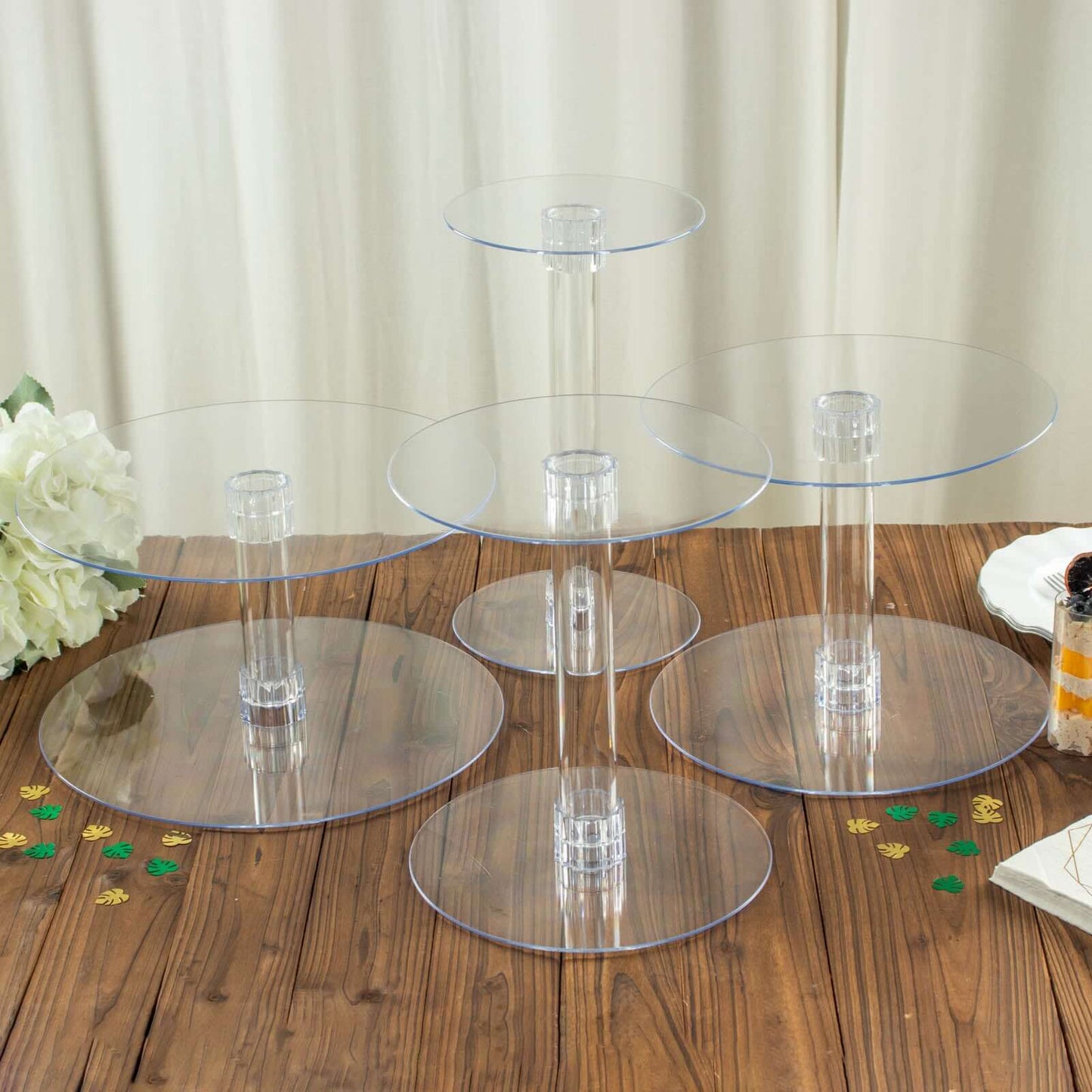 4-Tier Acrylic XL Cake Stand Set Clear - Assorted Sizes for Buffet Party Tables