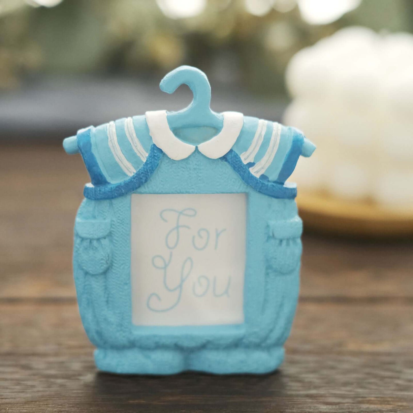 4 Pack Cute 4" Newborn Baby Boy Light Blue Clothes Resin Party Favors Picture Frame, Baby Shower Gender Reveal Party Gifts