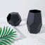 Set of 2 Glass Flower Vases Geometric Design Matte Black - Stylish Modern Candle Holder Centerpieces 5", 8"
