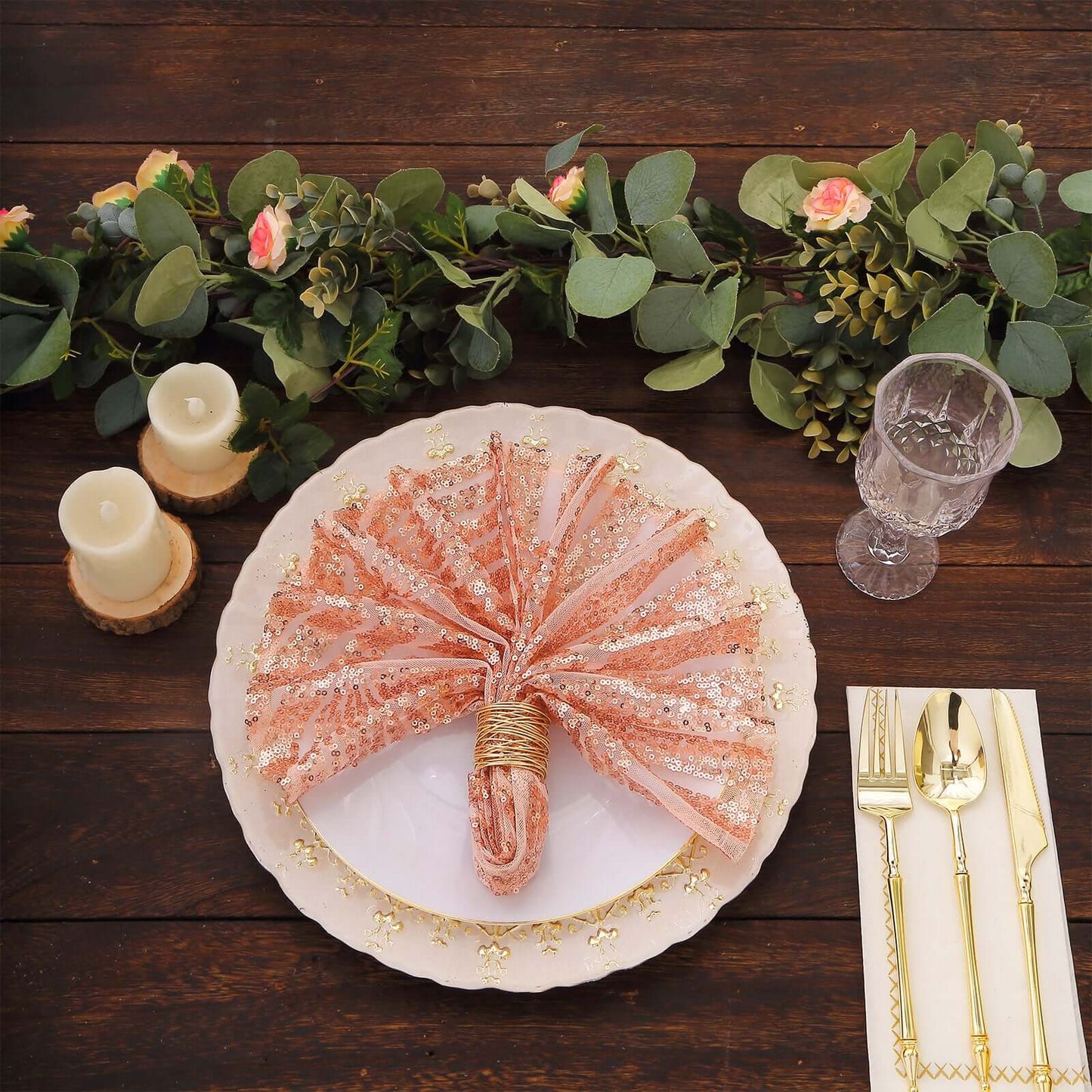 Sequin Napkins 20"x20" Blush - Diamond Pattern Reusable Napkin