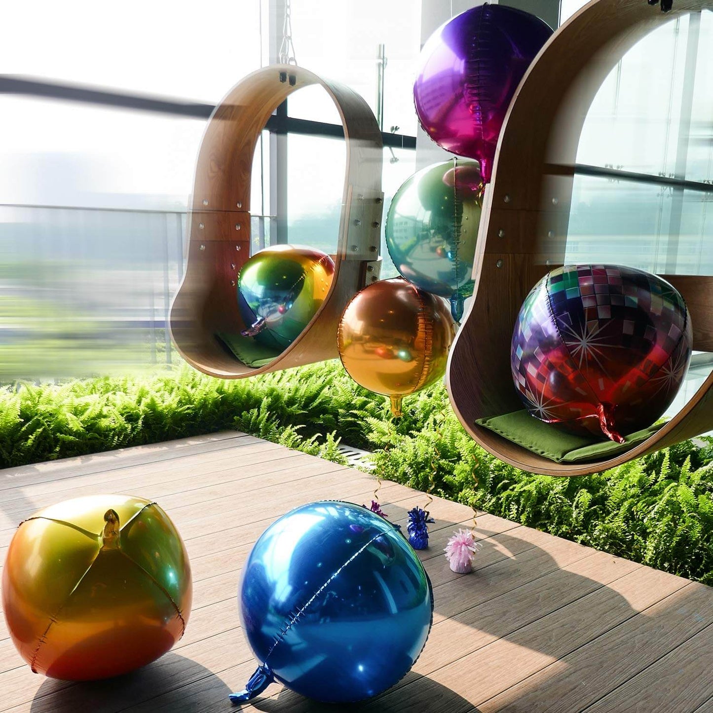 2 Pack 18" 4D Burgundy Sphere Mylar Foil Helium or Air Balloons