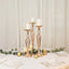 Set of 3 Metal Pedestal Stands with Crystal Ball Flower Bowl Design Gold - Pillar Candle Holders 20", 23", 25"