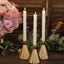 3-Pack Ceramic Taper Candle Holders Ribbed Cone Shaped Design Metallic Gold - Candlestick Stands for Decor 5"
