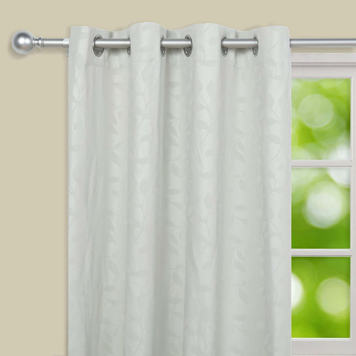 42"-126" Adjustable Curtain Rod Set, Silver, Round Finials