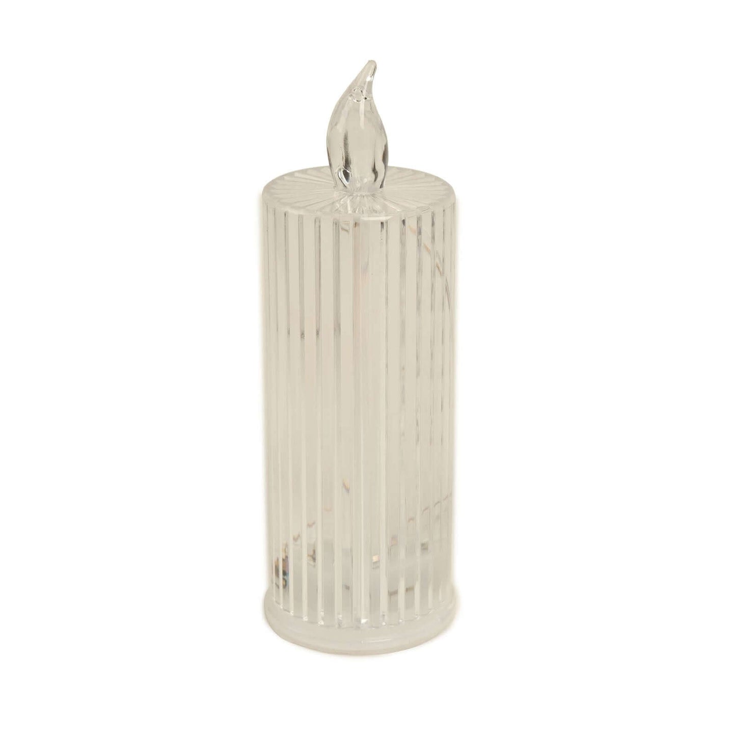 3-Pack LED Flameless Candle Lamps Diamond Acrylic Design Clear Warm White - Battery Operated Pillars 6"