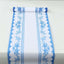 5 Pack Disposable Table Runners 11"x108" White with Blue Ornate Floral Prints - Non-woven Stylish Kitchen Dining Table Decor