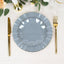 10-Pack Plastic Round 6" Dessert Plates in Dusty Blue Ruffled Rim with Gold Edging - Sturdy Disposable Salad Appetizer Dinnerware