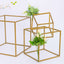 2-Pack Metal Flower Stands Gold Geometric Wedding Centerpieces Square Frame - Compact Design 8"