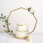 Metal Nonagon Floral Hoop Cake Stand Gold - Chic Geometric Dessert Display DIY Centerpiece Table Decoration With Wooden Base 22"