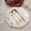 10-Pack Plastic 10" Octagon Dinner Plates in White - Modern Disposable Party Plates with Gold Geometric Design for Special Occasions & Celebrations