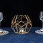 Tealight Candle Holder Gold Metal Pentagon Prism Geometric Open Frame - Flower Stand 7"