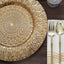 6-Pack Plastic Round Charger Plates 13" in Gold with Embossed Peacock Pattern, Stylish Disposable Charger Tableware