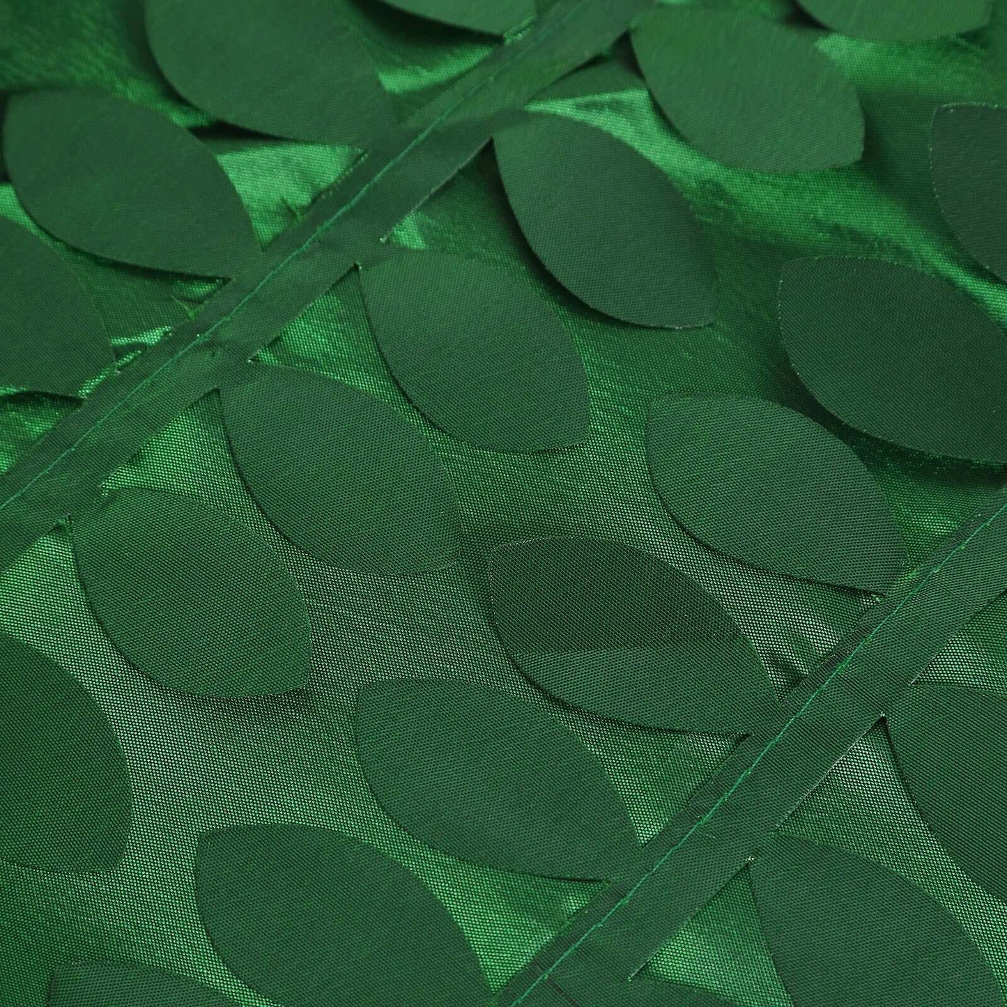 Taffeta 60"x102" Rectangle Tablecloth Green | Exquisite 3D Leaf Petal Design for Chic Wedding & Event Decor