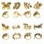 8 Pack Glossy Gold Metal Leaf Napkin Rings, Vintage Herb Napkin Holders