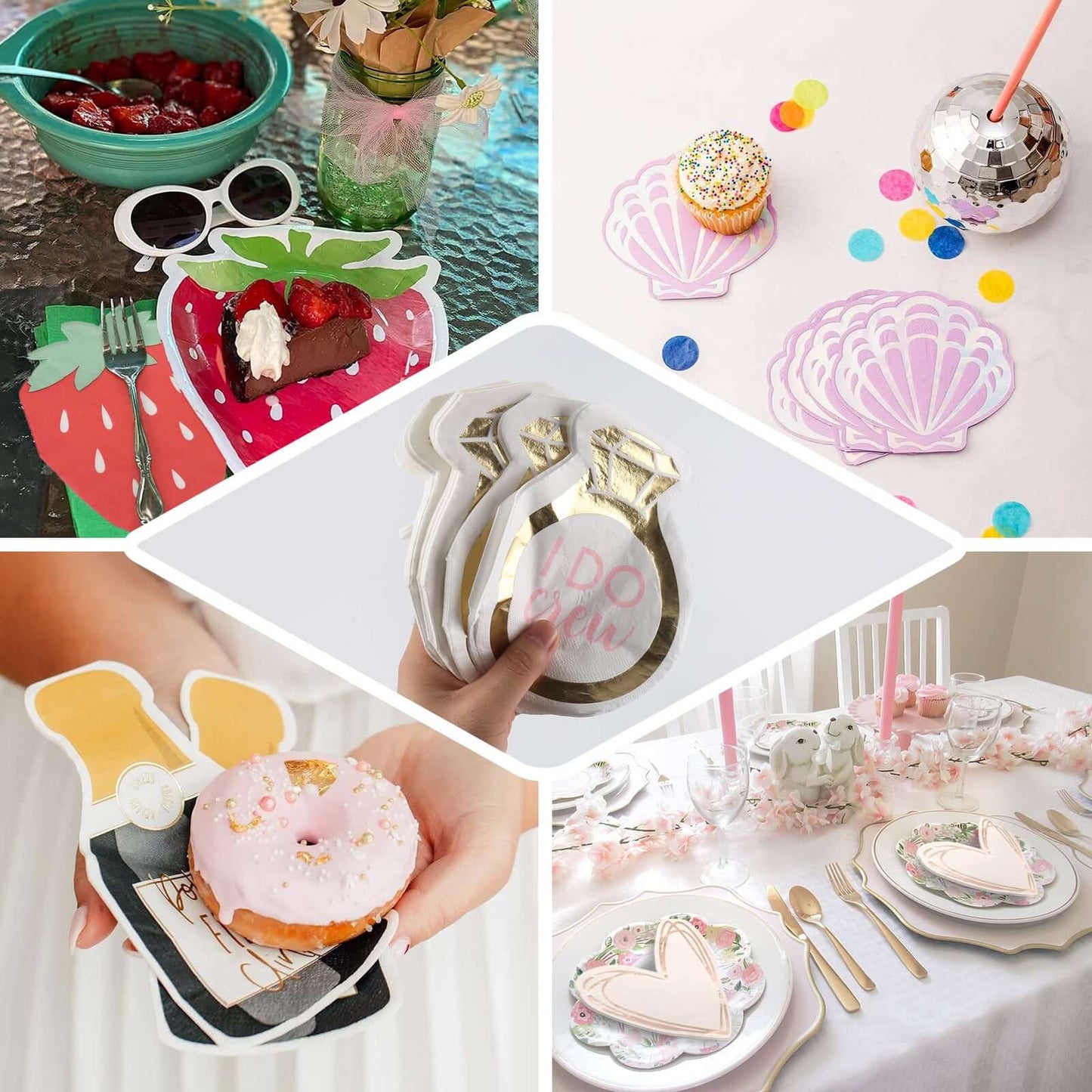 20-Pack Paper Cocktail Napkins with Heart Shape Rose Gold - Stylish Disposable Napkins for Events