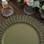 6-Pack Plastic Round Charger Plates 13" in Olive Green with Sunflower Rim, Matte Finish Disposable Dinner Charger Tableware