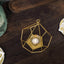 2-Pack Tealight Candle Holders Gold Metal Pentagon Geometric Open Frame - Flower Stand 9"