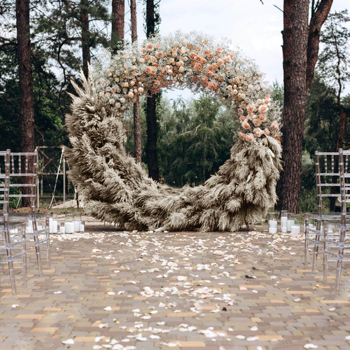 6 Stems Natural Dried Pampas Grass Decor Natural Tint - Versatile Plant Sprays for Boho Chic Vase Displays Backdrops & Event Styling 32"