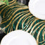 Sequin Mesh 12"x108" Table Runner Hunter Emerald Green/Gold Stylish Wave Embroidery