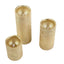 Set of 3 LED Flameless Pillar Candles Remote Operated Metallic Gold - Battery Powered 4", 6", 8"