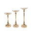 Set of 3 Metal Votive Candle Holders Crystal Beaded Design Gold - Tea Light Centerpieces 11", 13", 15"