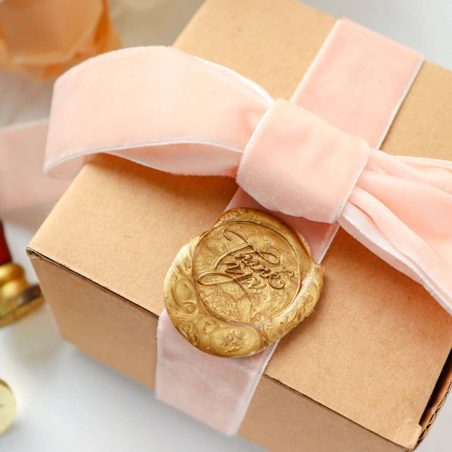 2 Set Wax Seal Stamp Kit Party Favors, Gold Silver "With Love" and "Thank You" Wax Stamp, Wedding Invitation Envelope Letters Mailing Crafts Set