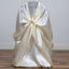 Satin Chair Cover Self-Tie Universal Design Ivory - Durable Slip-On Cover for Folding, Dining, Banquet & Standard Chairs