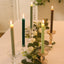 5-Pack Taper Candles Ribbed Wick Ribbon Wax Design Assorted Sage Green - Premium Unscented Dinner Candles 9"