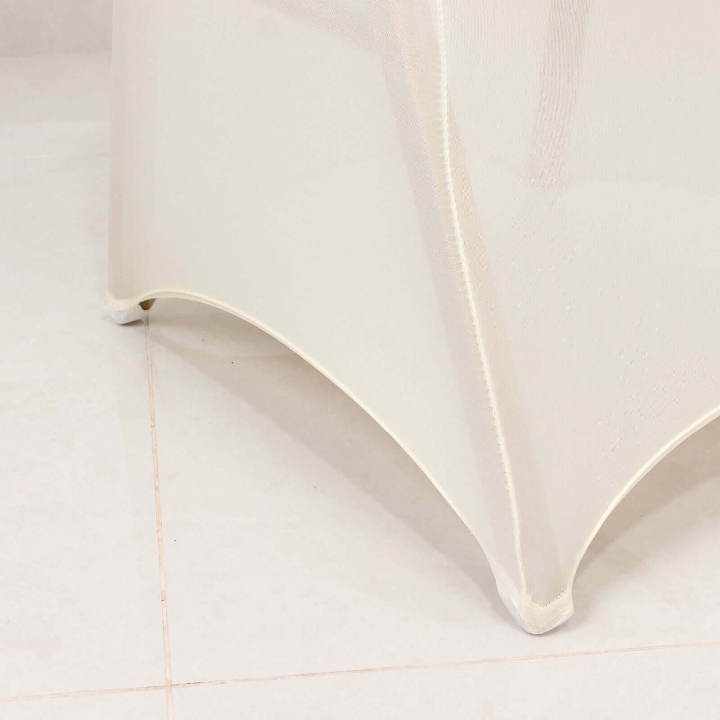 Spandex Chair Cover with Silver Rhinestone Buckled Sash Band Ivory - Stretch Fitted Slipcover